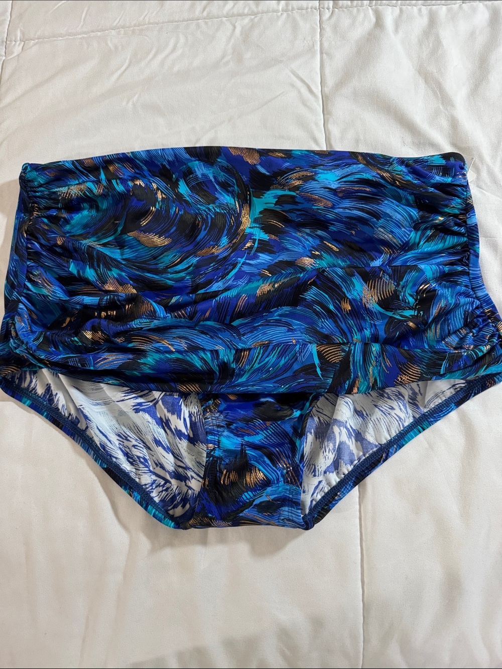 Miraclesuit Blue and Teal Printed Bikini Bottoms Size 14